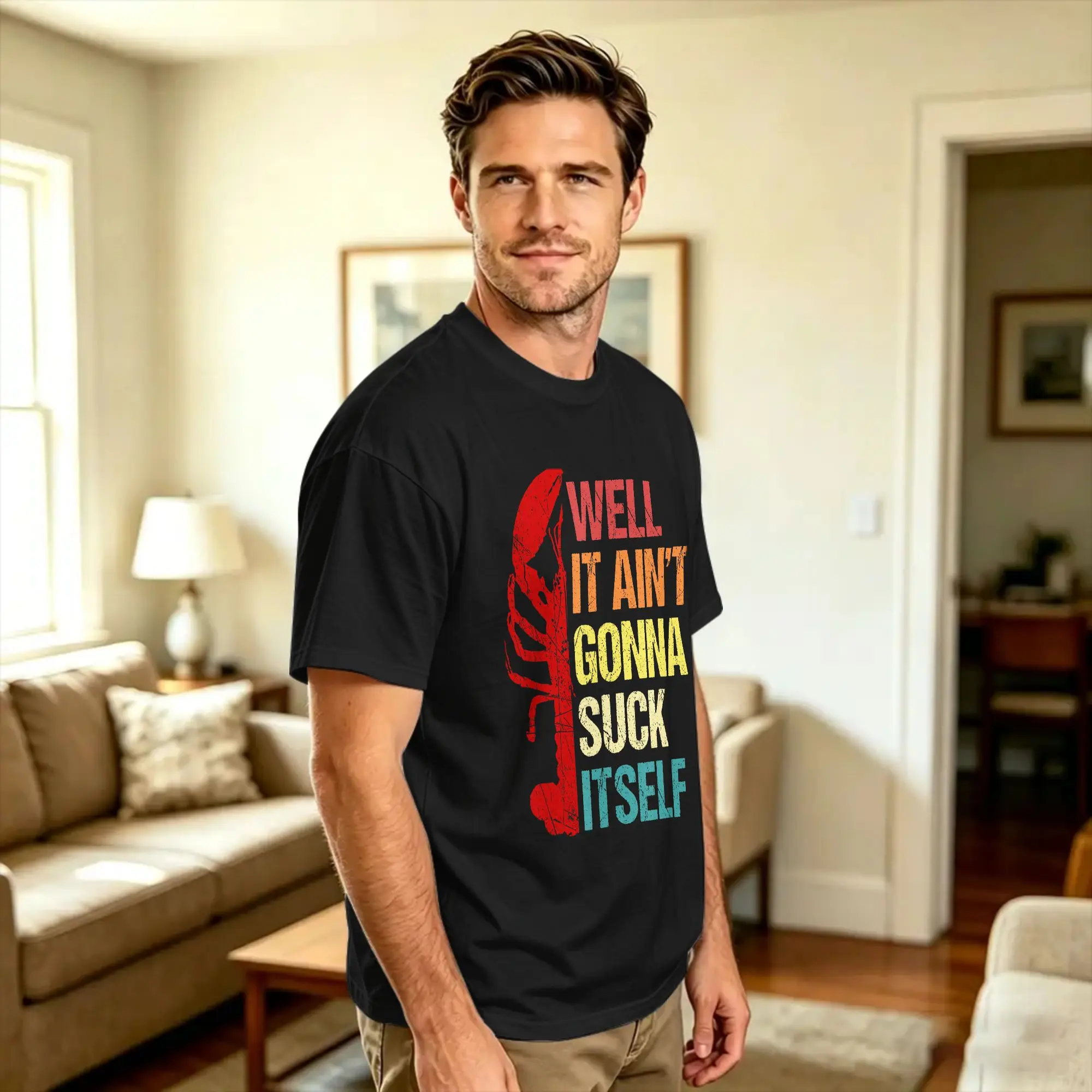 Casual T-Shirt Summer Well It Ain‘t Gonna Suck Itself Cajun Crawfish Boil Vintage Trending T-Shirts Cotton Tee Shirt Short Tees