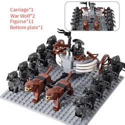 MOC Medieval Figures Orc Soldiers Raider Vargr Wolf Chariot Orcus Uruk-hai Knights Building Blocks Bricks Kids Toys gifts