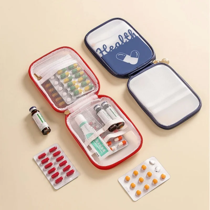 مجموعة أدوية شفافة مقاومة للماء ، مجموعة الإسعافات الأولية المحمولة للسفر ، حقيبة تخزين الأدوية المنزلية ، سعة كبيرة