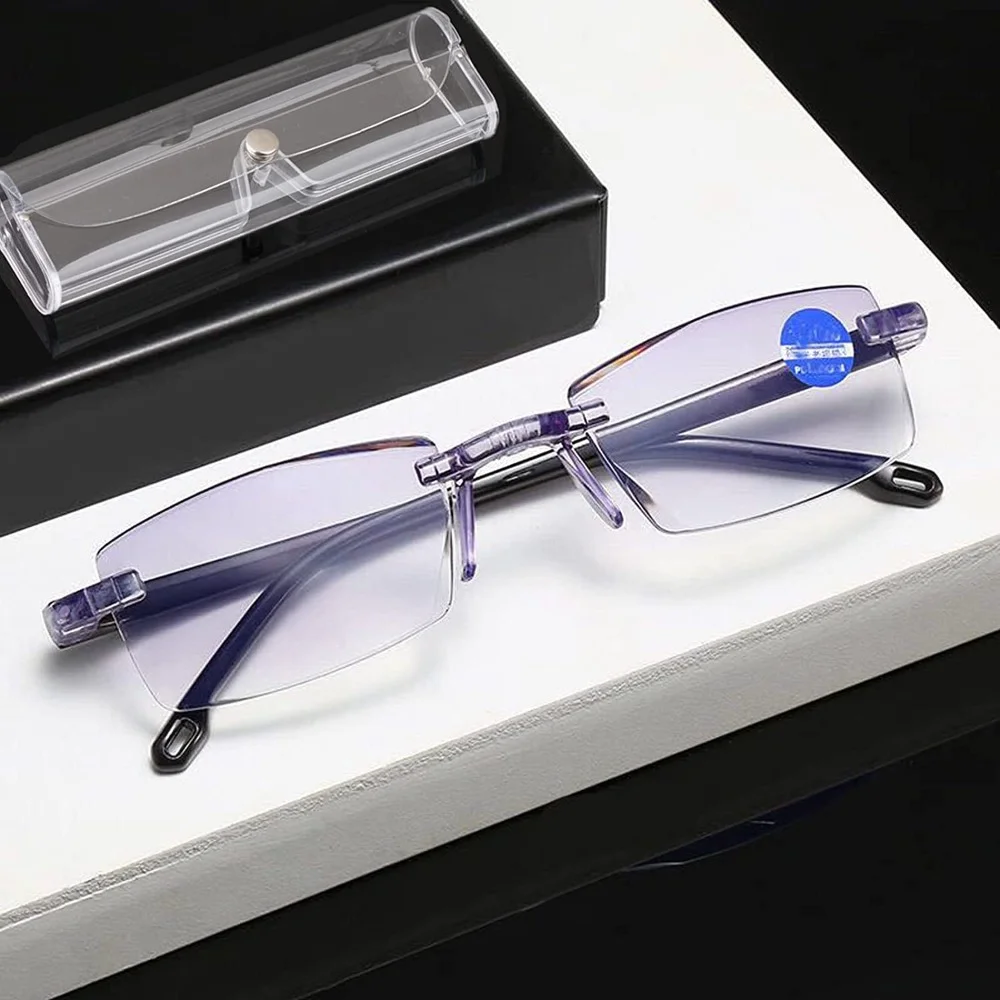 Automatic Zoom Reading Glasses Women Men Diamond Cut Edge Presbyopia Glasses Diopter +1.0 To +4.0 Anti Blue Light Glasses Gafas