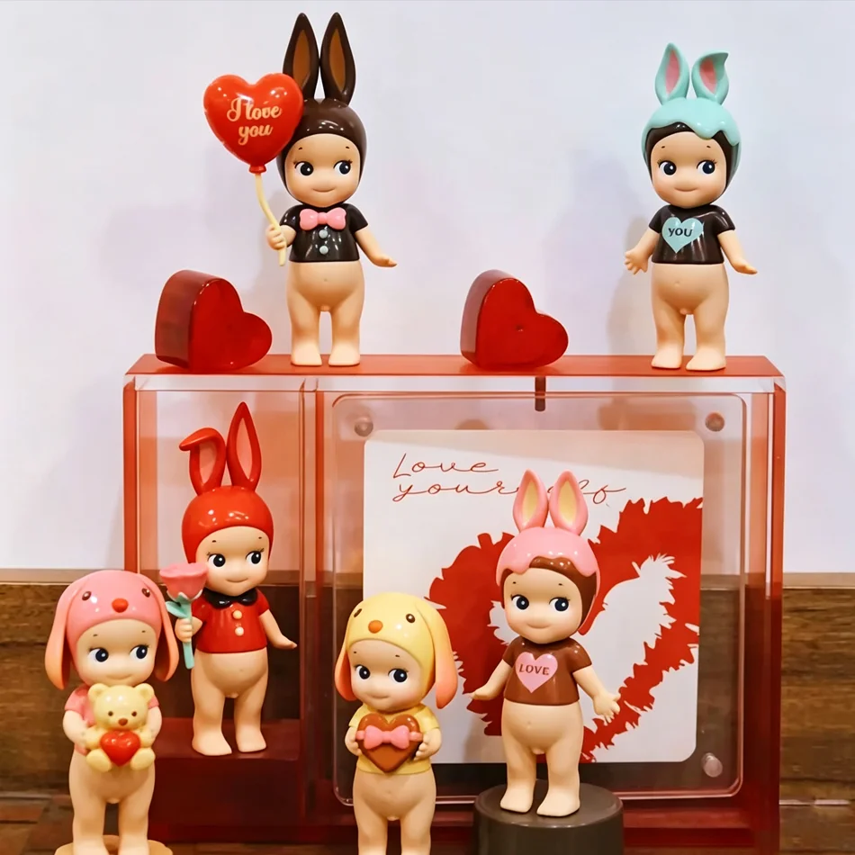 Romantic Confession Heart Angel Blind Box Cute Bunny Ear Doll Collectible Trendy Toy Desktop Ornament Gift for Valentine's Day