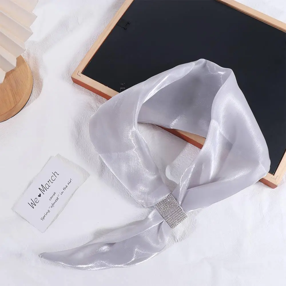 

For Women Imitation silk Sunscreen Shawl For Girl Diamond Wraps Cross Scarves Cross Neckerchief Satin False Collar Silk Scarf