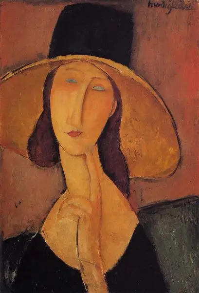Figure Oil Painting Abstract Portrait of Woman in Hat by Amedeo Modigliani Art Replica on Canvas Hand Painted for Home Decor