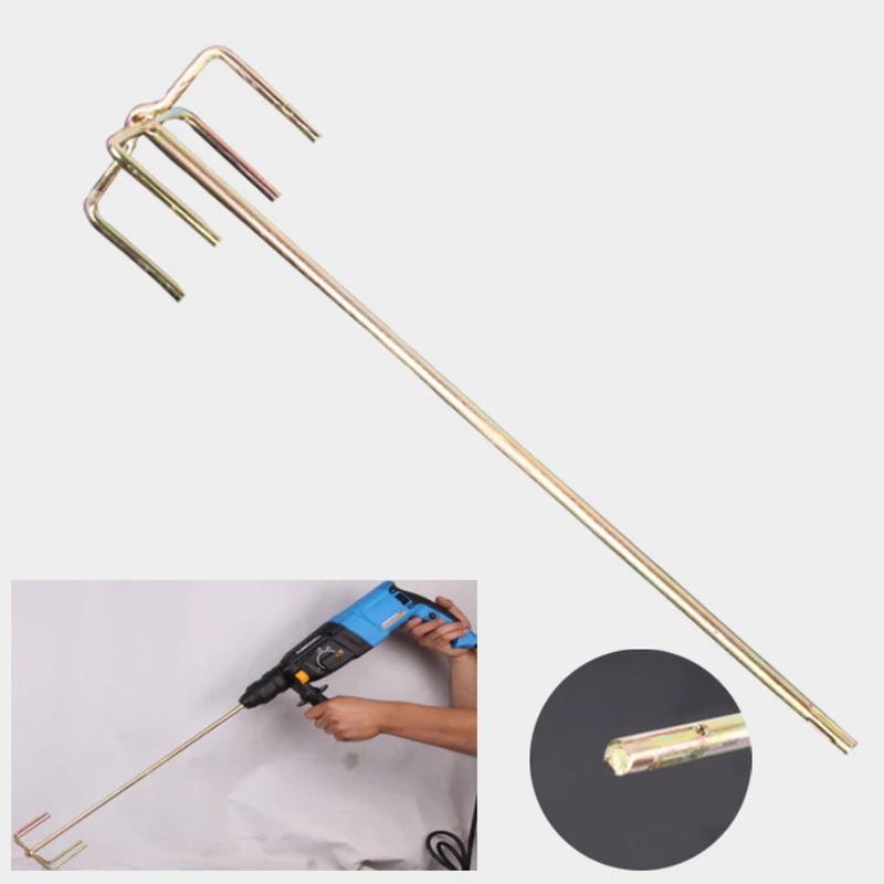 Cement Mixing Rod Mixer Drill Paint Stirring Rod Plaster Mortar Mixing Paddle Putty Powder Coating Paint Electric Mixer Rod Head