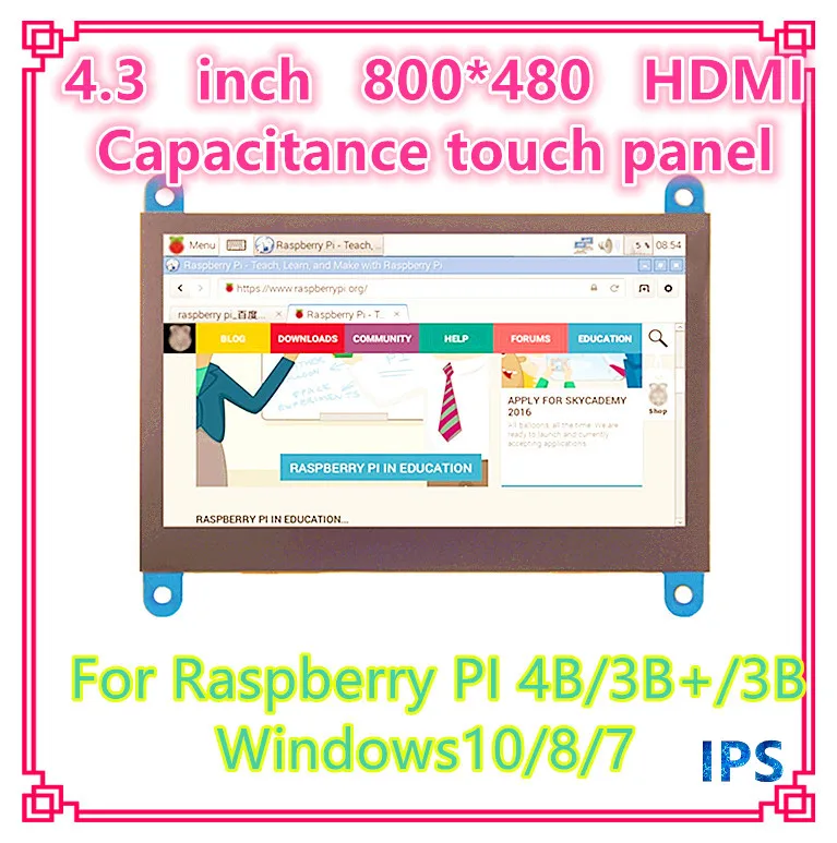 

Raspberry Pi 4,3 дюймовый 800*480 HDMI IPS дисплей Screnn емкостная сенсорная панель