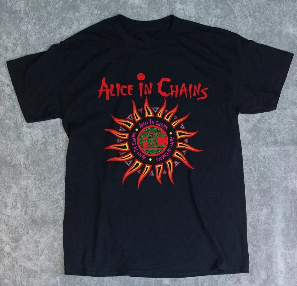 Vintage Alice In Chains Print Short Sleeves T-shirt Grunge Rock Band Graphic Men Women 90s Alternative Music Merch Gift For Fan