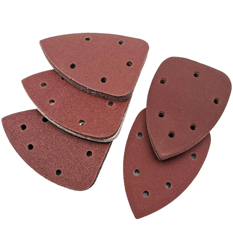 Triangle Oscillating Mouse Sand Paper Hook and Loop Sand Paper 6 Holes Aluminum Oxide Abrasive Sandpaper Assorted Grits