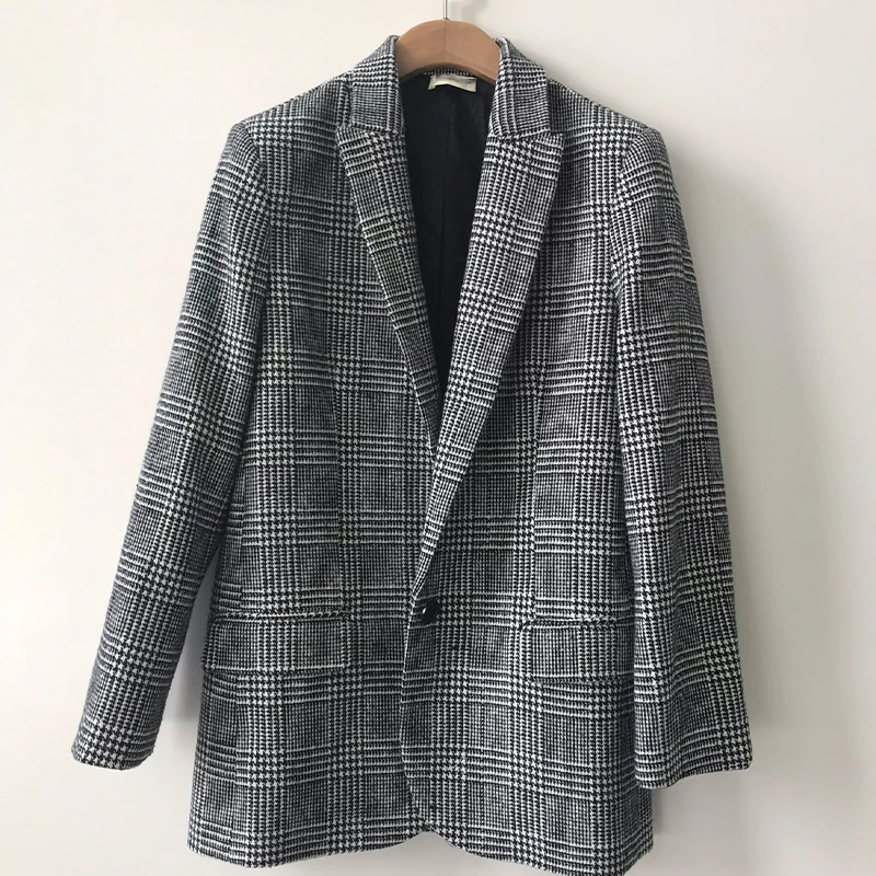 

Zadig Causal Blazers Female Chic Lapel Pocket Coat Women Causal Office Ladies Blazer Women Cotton Classic Elegant Plaid Top Suit