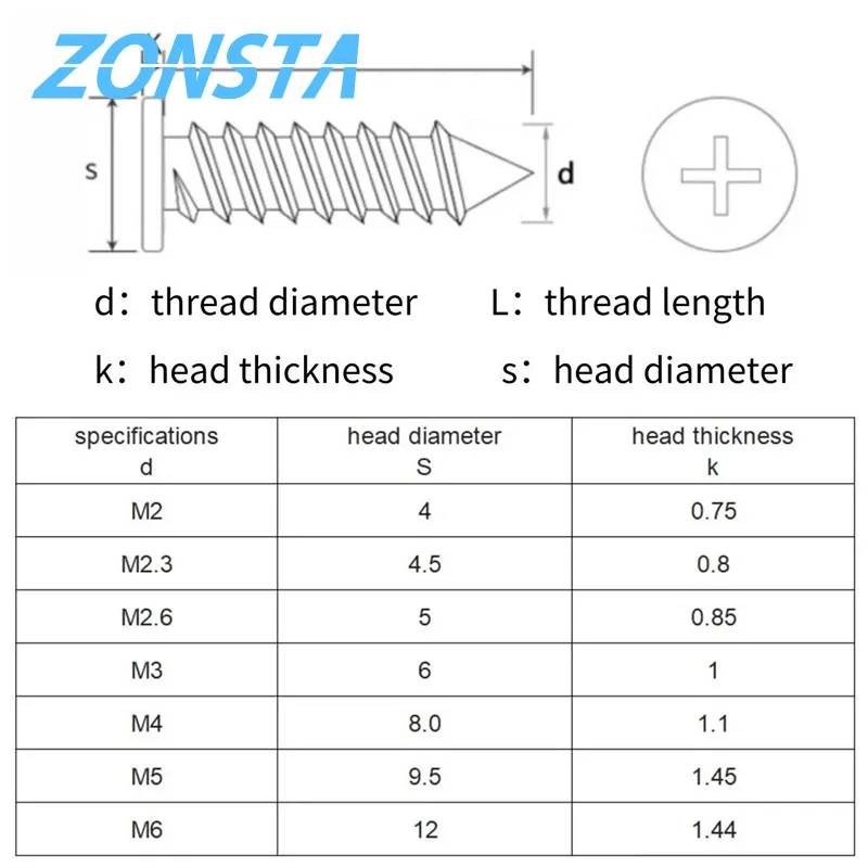 M2 M2.6 M3 M3.5 M4 M5 M6 Cross Phillips Ultradunne Super Lage Platte Wafer Hoofd 304 Roestvrij Staal Zelftappende Houtschroef