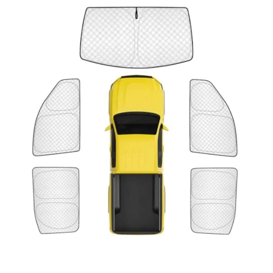 

5pcs Thicken Sun Shades for GMC Sierra 2019-2025 1500 2500 3500 Full Car Window Covers UV Block Blackout Privacy Sunshade for W