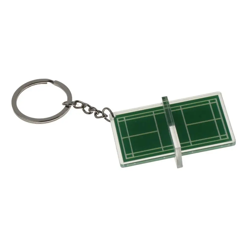 Acrylic Badminton Acrylic Keychain Mini Three-dimensional Badminton Playground Keyring Tennis Court Two-sided