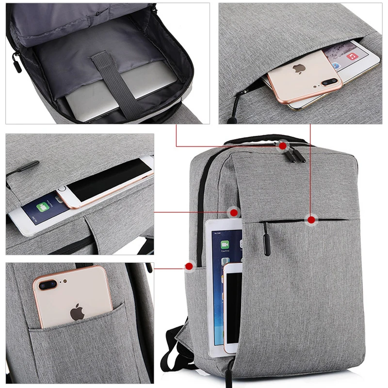 15.6 Inch Laptop Mannen Rugzak Nylon Reizen Mannelijke Laptop Rugzak Usb Opladen Computer School Rugzakken Waterdichte Tas Voor Mannen