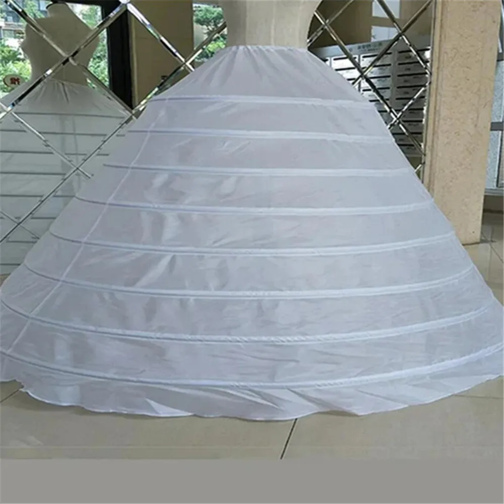 

White 8 Hoops Super Puffy Petticoats Half Slip Skirt Floor Length Ballgown Underskirt for Wedding Quinceanera Dress