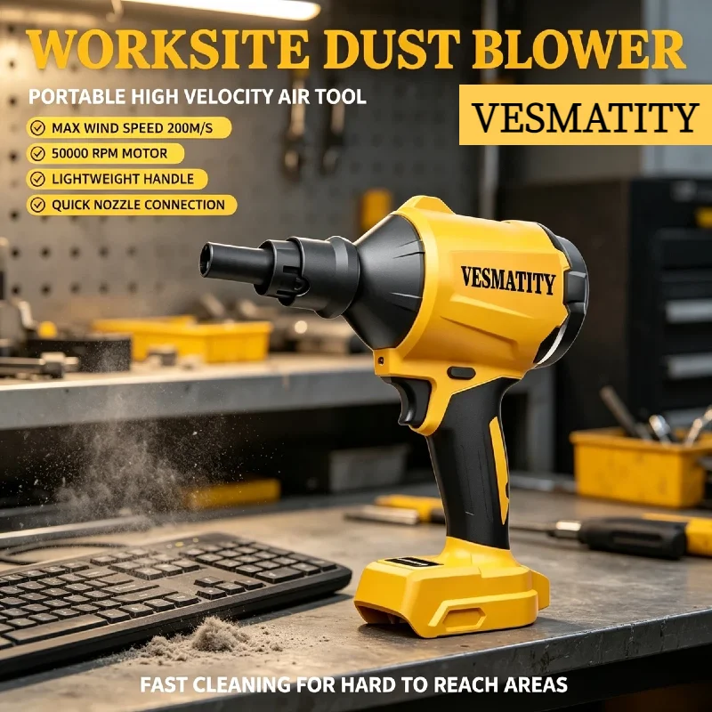 Dusting Machine VESMATITY Brushless Cordless Air Blower with Nozzles Bare Tool for Cleaning & Inflating for 20V Battery