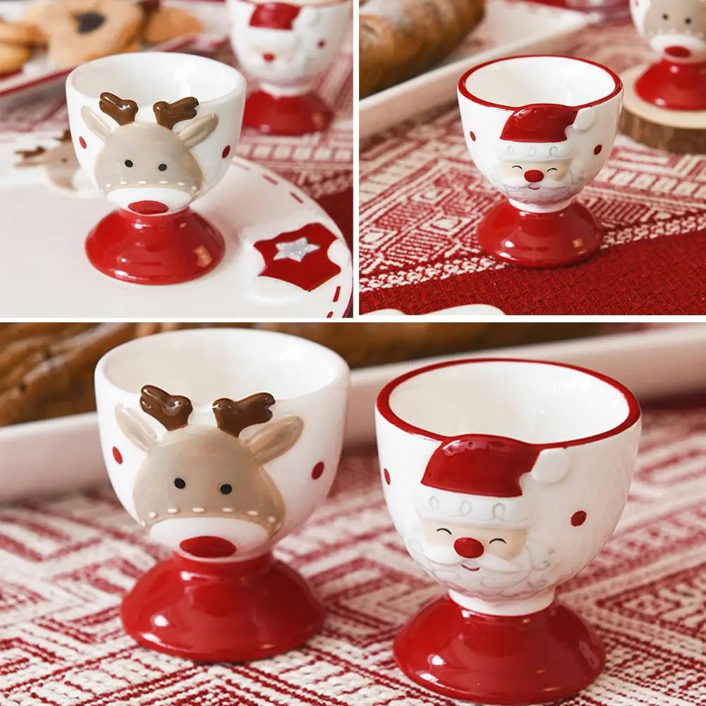 

Ceramic Egg Tray Santa Claus Ceramic Egg Cup Creative Tool Egg Wine Tray Glass Accessories Kitchen Egg Cute Small J4Z4