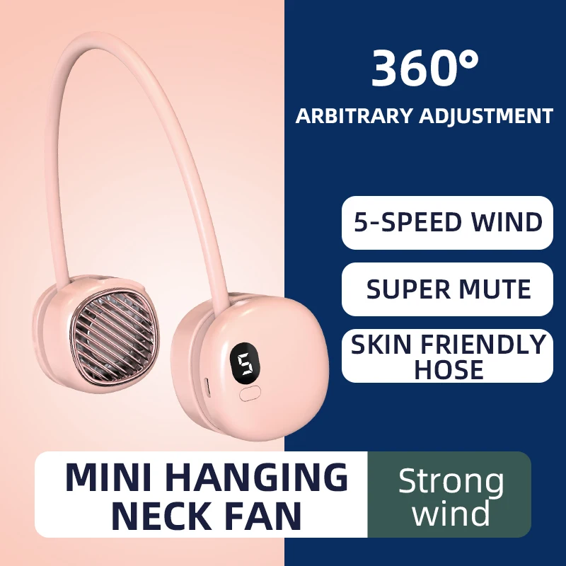 GOONE Hanging Neck Fan 1000 MAh Quiet Small USB Rechargeable Ai Screen Display Portable Mini Ventilateur Venty Fan Portable