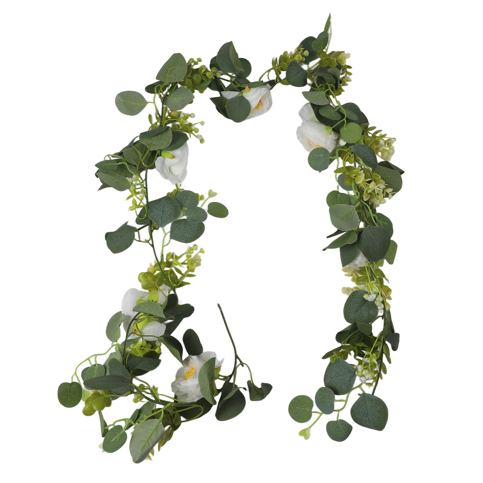 للمناسبات لديكور المنزل، ديكور زهور واقعي، عرض رف ديكور الأوكالبتوس نابض بالحياة، أوراق الشجر ذات المظهر الطبيعي #3