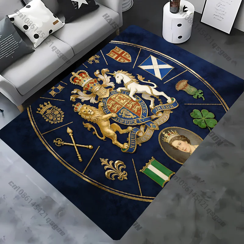 Multi-Size Royal British-themed Decor Carpet Rug for Living Rooms Bedroom, Sofa Areas, Durable Non-Slip Decor Mat Wonderful Gift