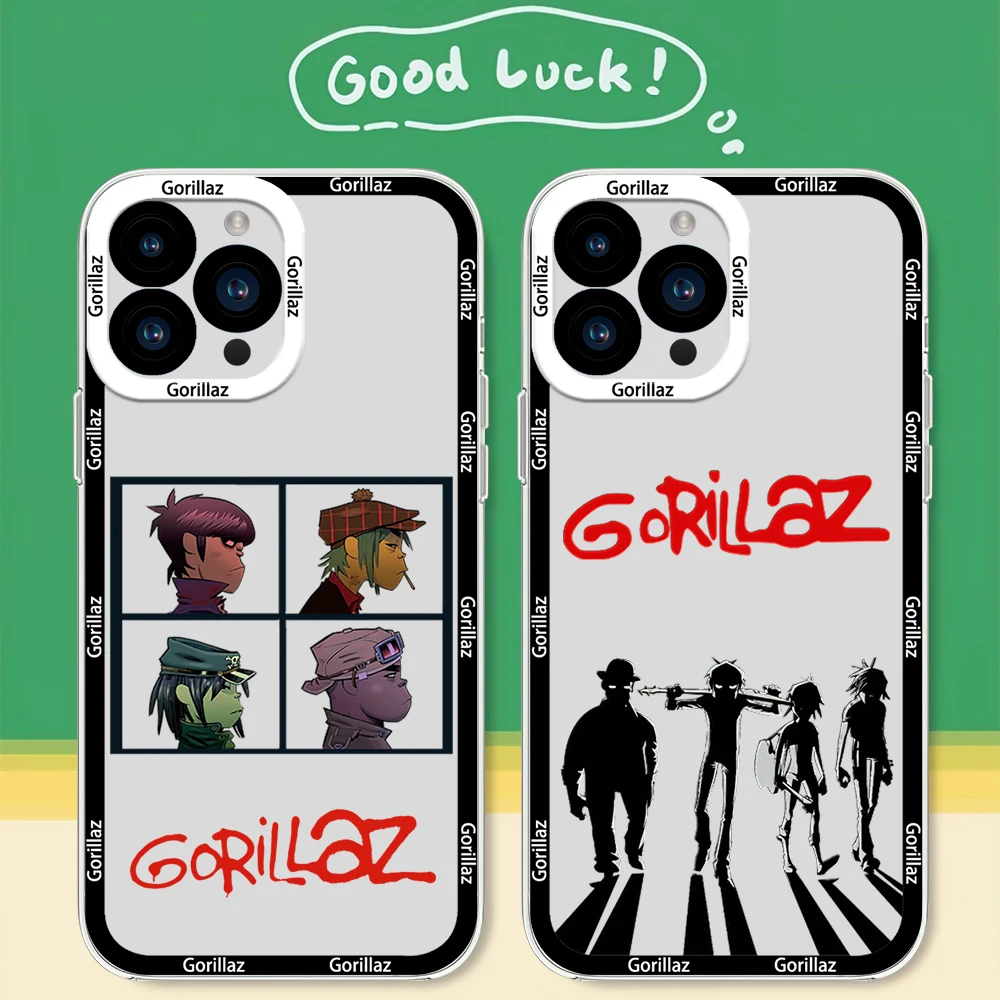 Band G-Gorillaz Demon Days Phone Case for iPhone 12 11 13 14 15 16 Max Pro Plus Transparent Bezel Cover