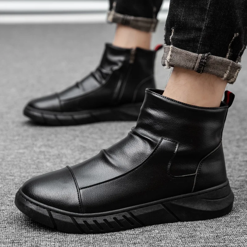 Boots for Men Rugged Boots Mens Luxury Designer Chelsea Boots Male British Fashion Shoes Ankle Boots Waterproof Non-slip Shoes