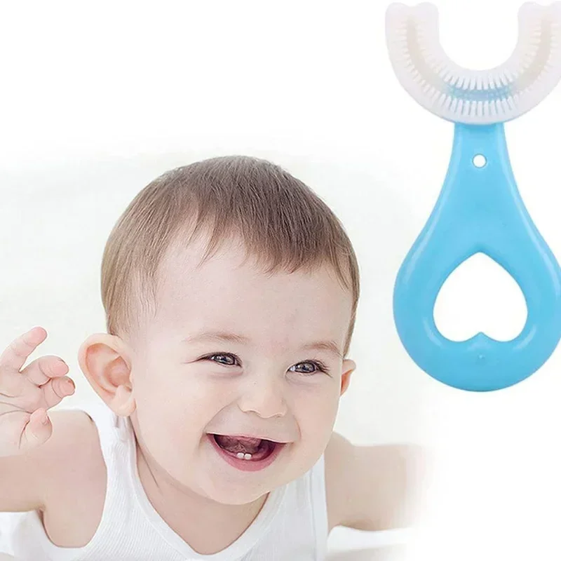 U Shaped Toothbrush Baby Toothbrush Food Grade Soft Silicone Brush Head 360° Oral Cleaning Design Manual Training Toothbrush