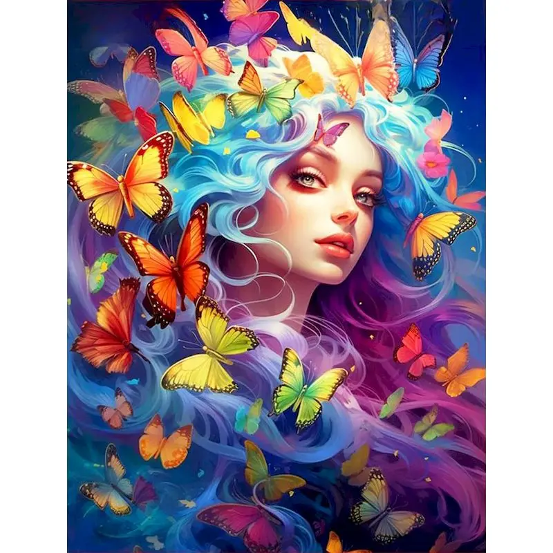 SDOYUNO Portrait Diamond Painting New 2024 Girl Embroidery Set Butterfly Craft Kit Decorative Paintings