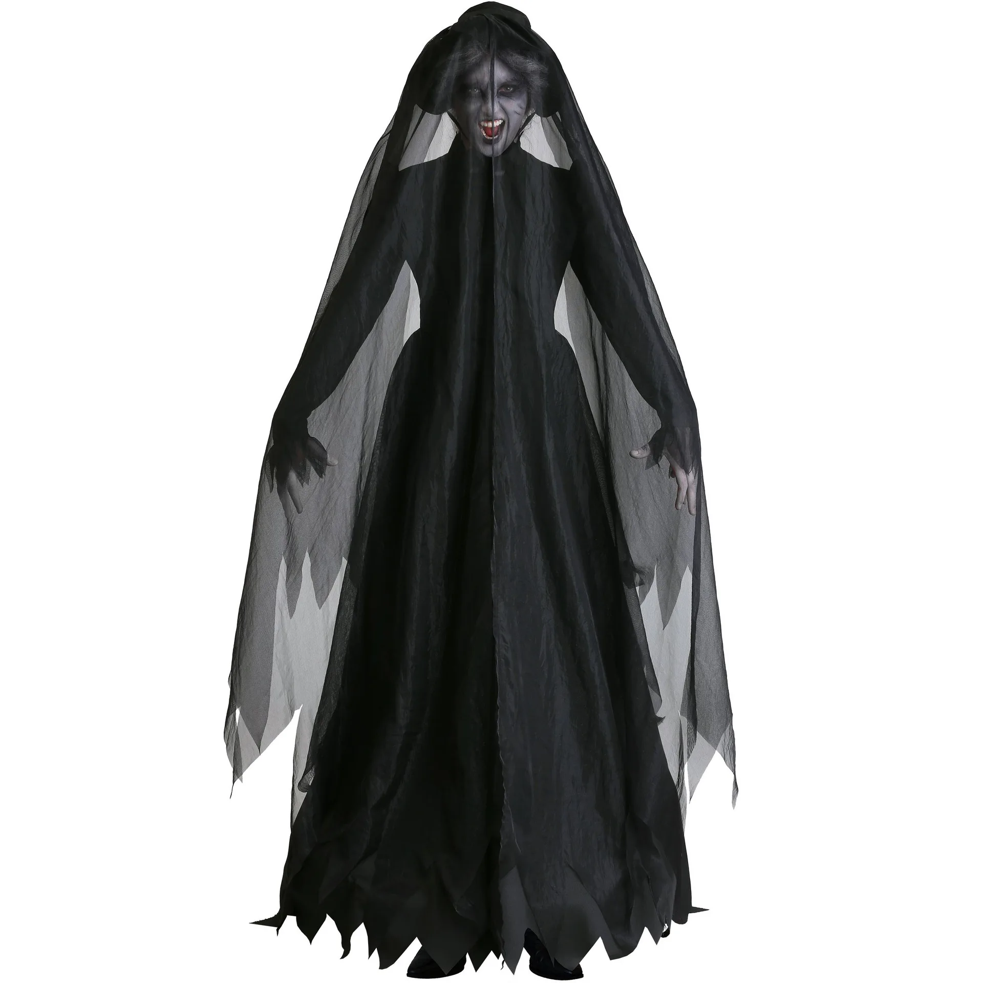 Halloween Scary Bruid Zombie Vampire Cosplay Kostuum Heks Kostuum Voor Vrouwen Colak Middeleeuwse Hooded Cape Dag Van De Dode