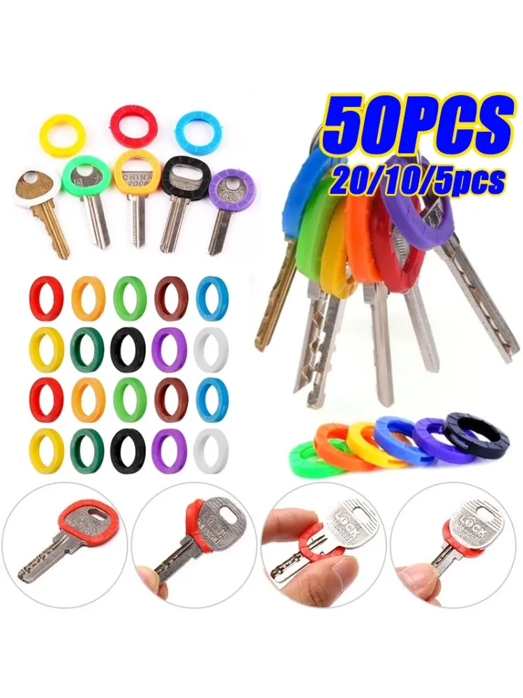 Couvre-clés en caoutchouc creux de couleur aléatoire, 5 à 50 pièces, capuchons de clés, couvertures d'identification élastiques, housses anti-poussière en Silicone souple