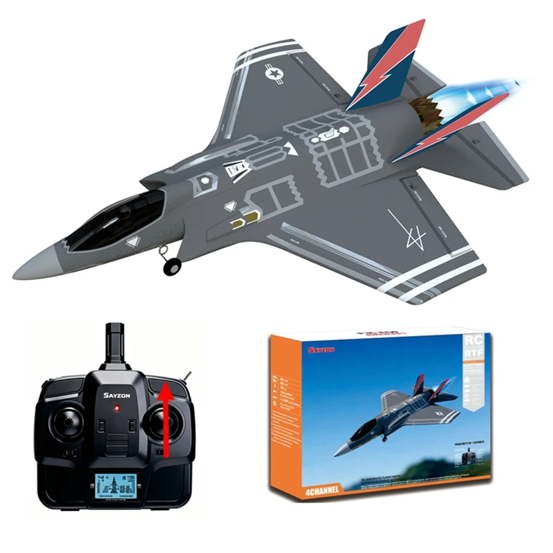 F-35 Lightning RC-Kampfjet 4-Kanal 2,4GHz Langlebiges EPP RC-Flugzeugspielzeug mit 6-Achsen-Gyroskop RTF Steuermodus 1 (Rechtshand-Gashebel)