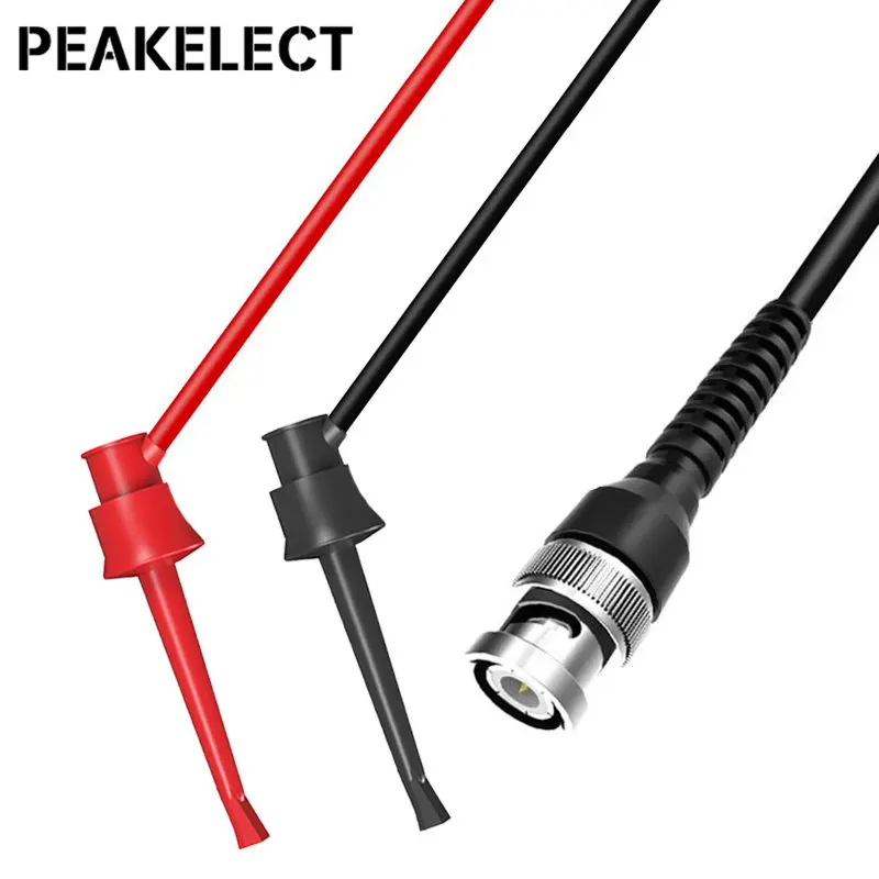 Peakelect P1007B BNC To High Quality Dual Test Hook Clips Probes Lead Q9 Plug To Mini Grabber Cable IC 500V 5A