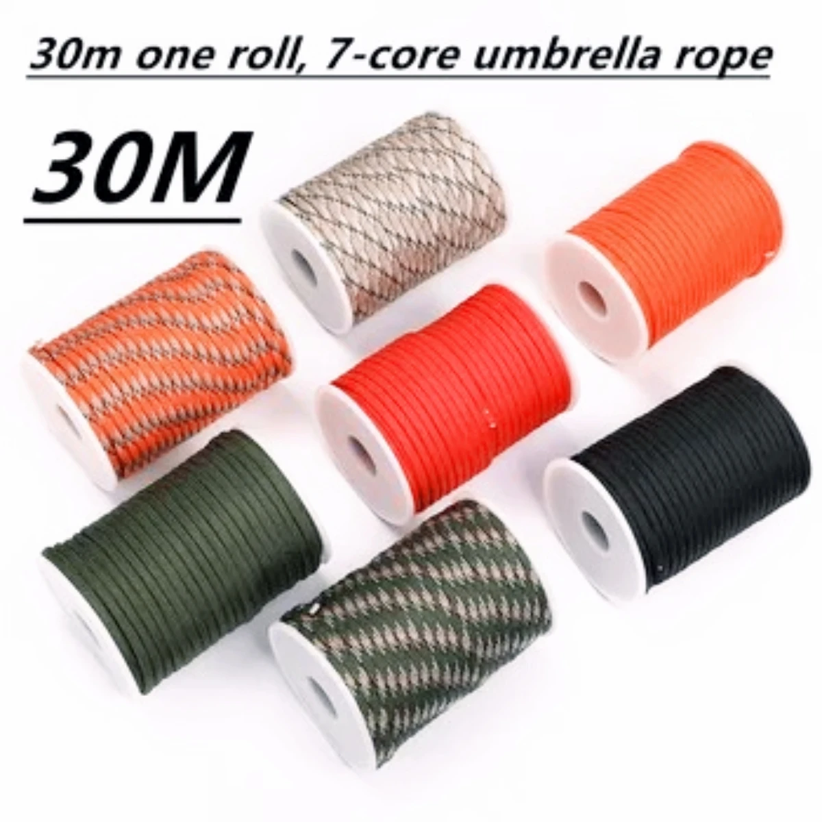 Corda Paracord 550 de 7 Fios, 30M, 4mm, para Acampamento, Sobrevivência, Kit de Corda para Barraca, Alça de Fixação, Corda para Varal