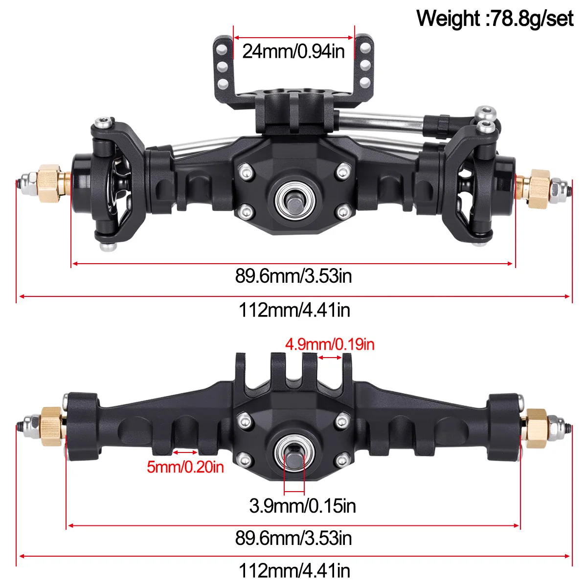 1 Set Plastic Front and Rear Complete Axles for 1/18 RC Car Crawler TRX4M Upgrade Parts Replacement