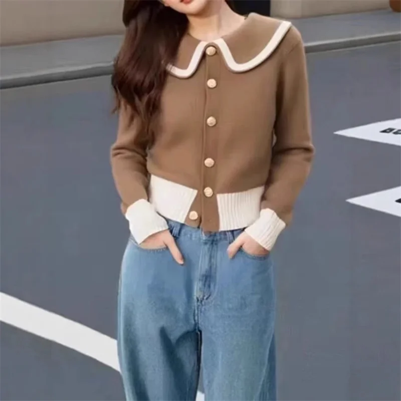 Nuovo maglione cardigan corto moda autunnale di alta qualità da donna manica lunga maglieria casual top maglione lavorato a maglia casual femminile