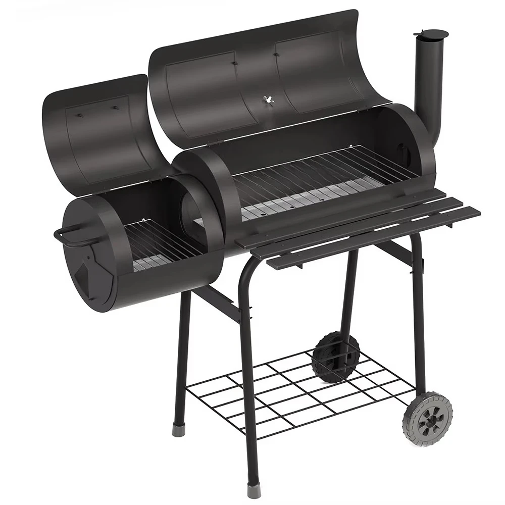 Outdoor household thick American style barbecue grill camping charcoal grill,Double sided large charcoal smoked barbecue grill
