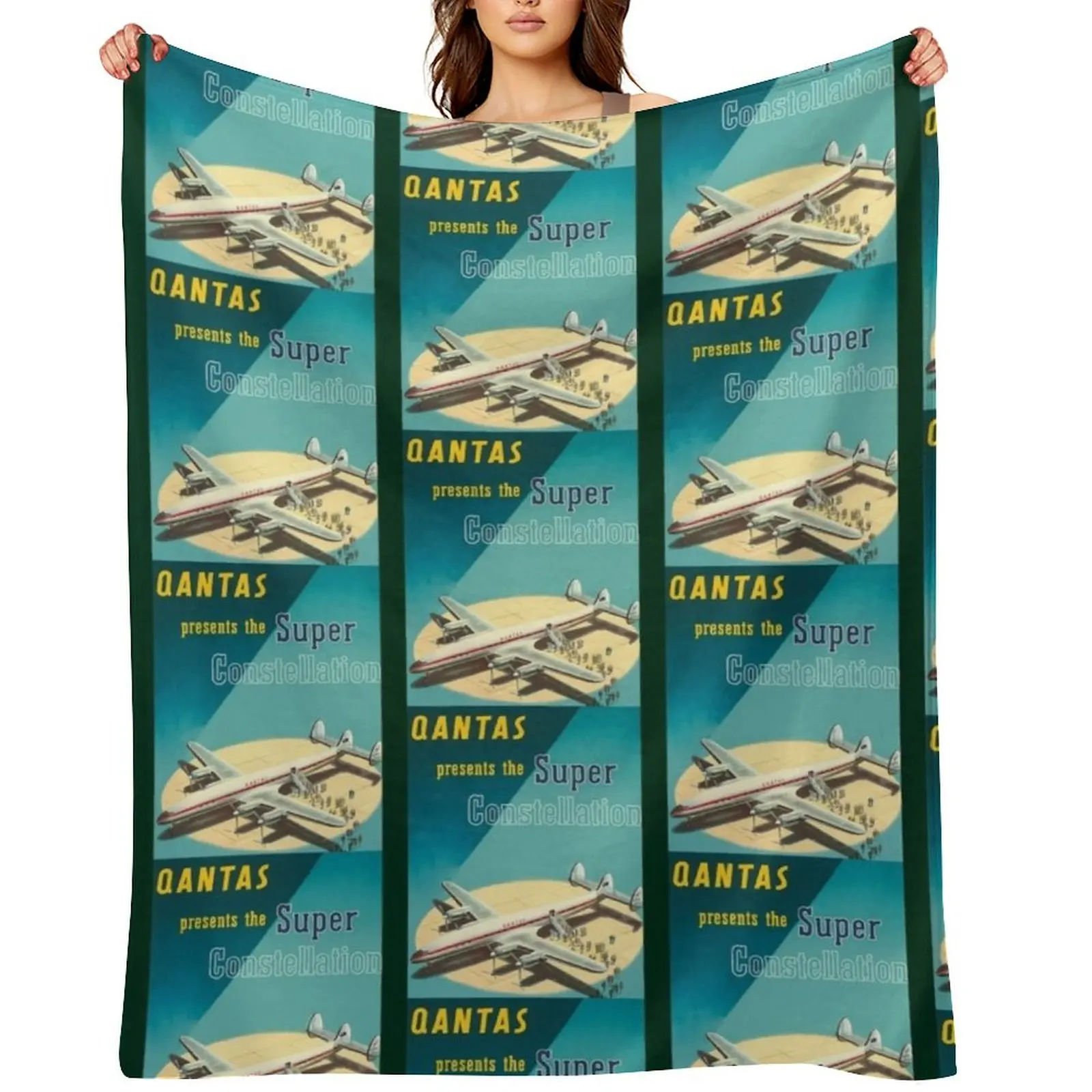 

1951 Qantas Constellation Throw Blanket Shaggy halloween christmas decoration Bed Blankets