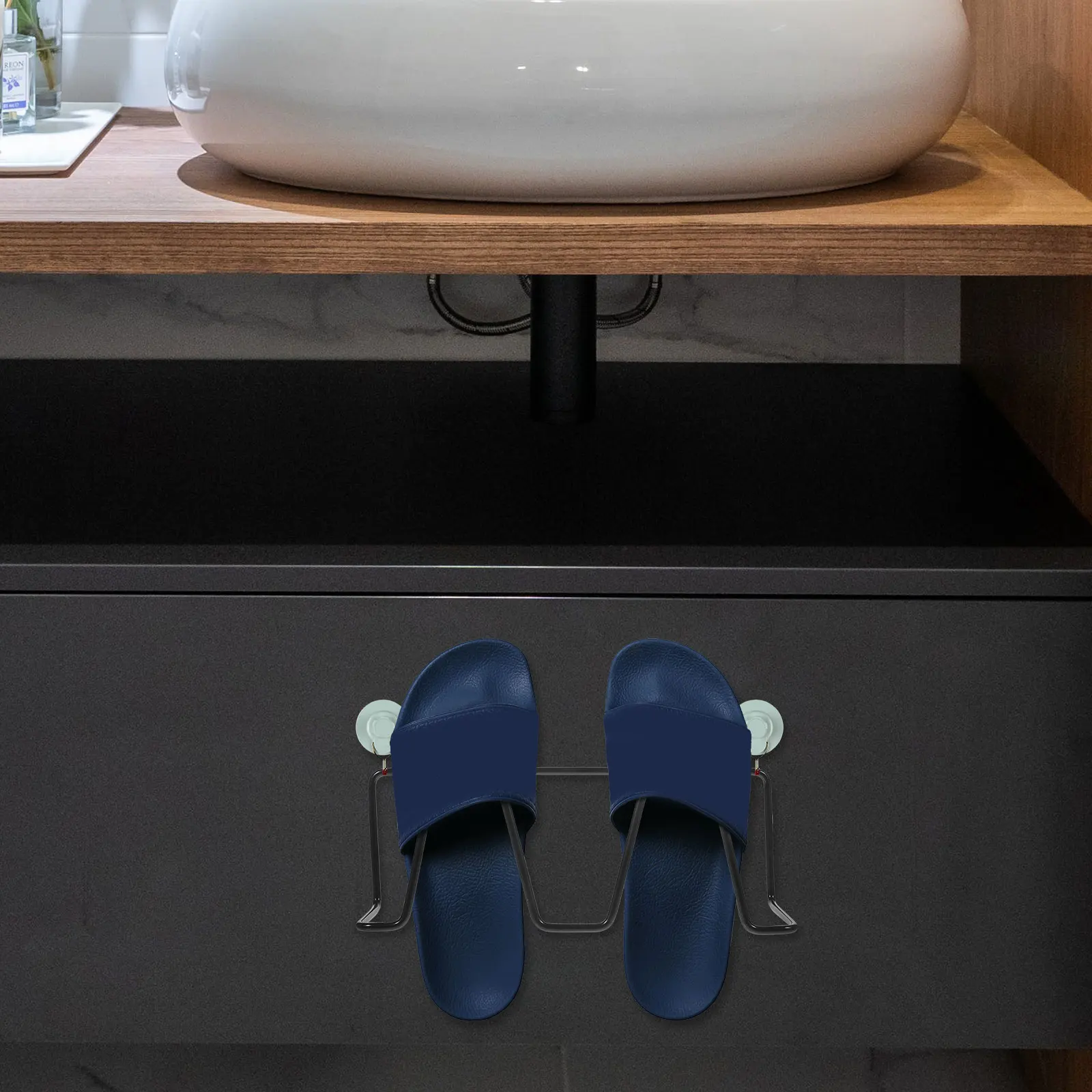 

Slippers Storage Mount ganizer Black Iron Wire Shoe Shelf Bathroom Punch Free Hallway Entryway Closet Durability Easy