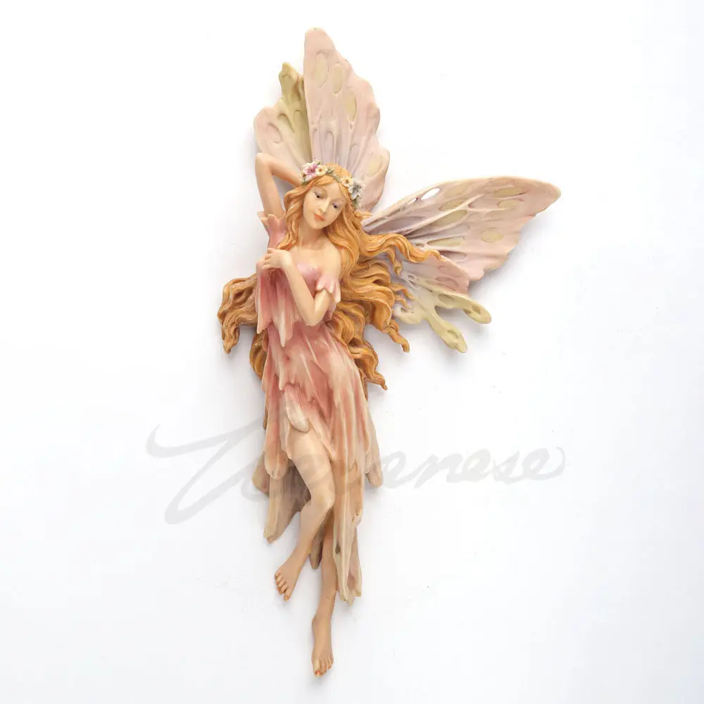 Wall Hanging Flower Fairy Resin Figurine Winged Elf Nymph Sculpture Hanging Fairy Ornament Fantasy Home Wall Decoration Gift