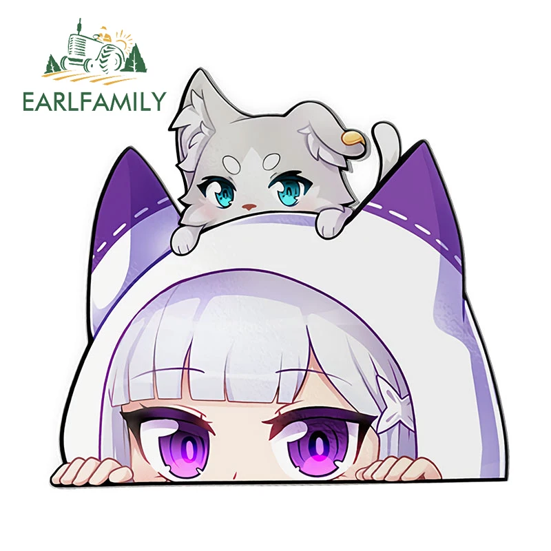 

EARLFAMILY 13 см Kawaii Emilia Peeker автомобильные наклейки окклюзия царапины граффити наклейки креативный аниме милый лобовое стекло автомобильный Стайлинг