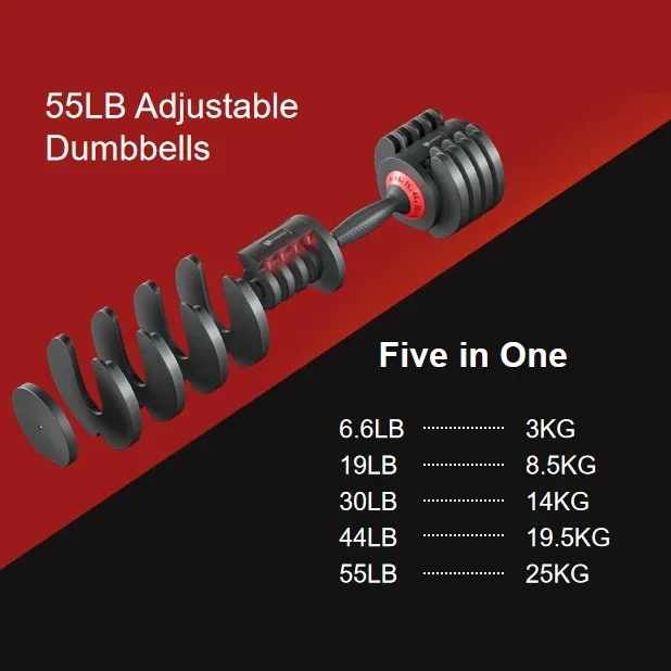 U-POWEX In Stock ABS Weight Dumbbell Set 25KG Adjustable Dumbbell 55LBS for Home Exercise