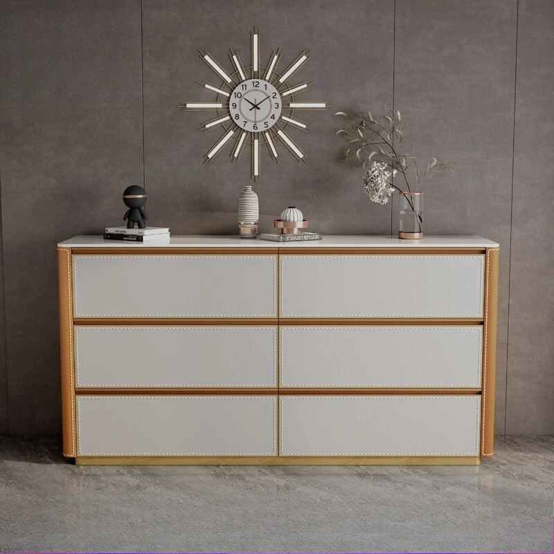 

Light luxury high-end saddle leather dining side cabinet storage drawer high bedside TV nine chest cabinet