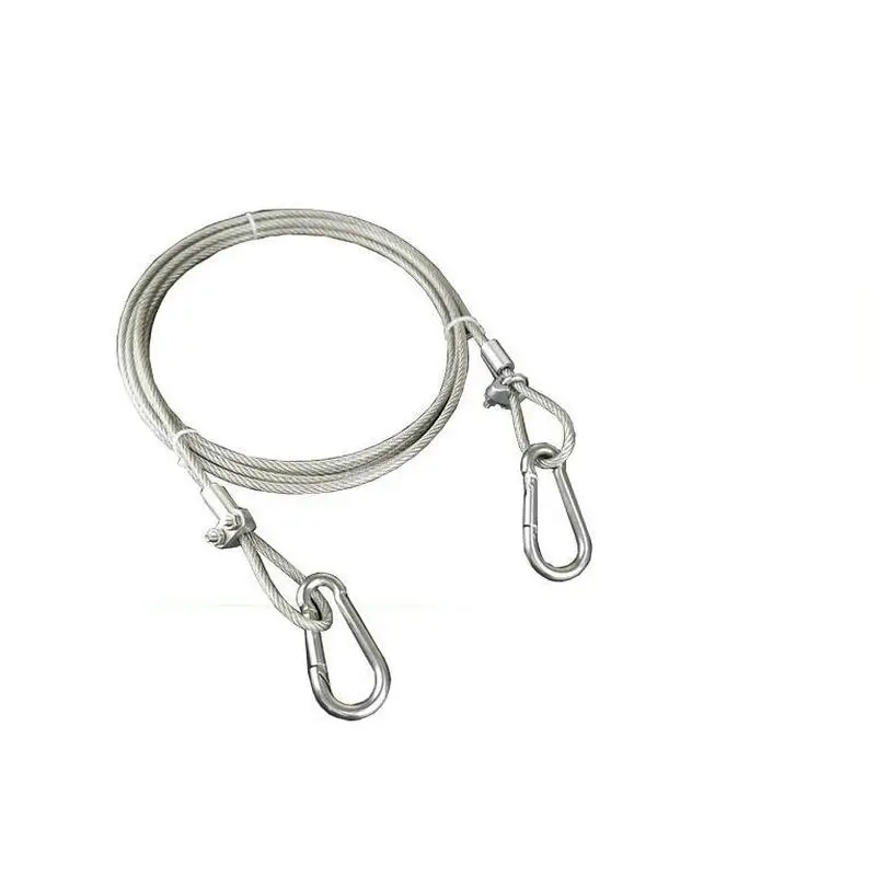 PVC Coated Stainless Steel Wire Rope Sling Cable Lifting Assemblies Cloth Line with Strong Fastened Eye Loops and Snap Hooks