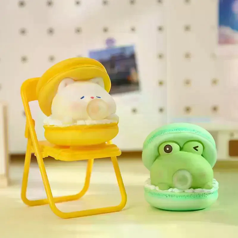 2Pcs Macaron Burger Blows Bubbles Office Stress Relief Ornaments Creative Cartoon Pinch Toys Children's Decompression Toys Gifts