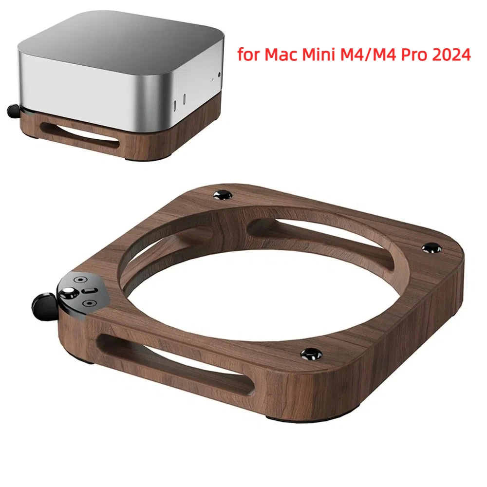 

Walnut Wooden Stand Dustproof Host Base Host Mount With External Switch Button PC Accessories For Mac Mini M4/M4 Pro 2024