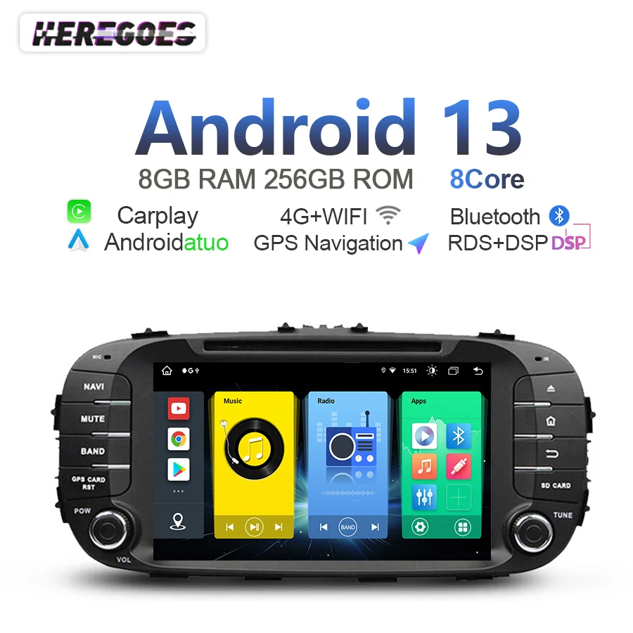 

Carplay Auto Android 13 Car Multimedia Player GPS Navigation Radio Bluetooth Wifi RDS 8G+256GB autoraido For kia SOUL 2014-2018