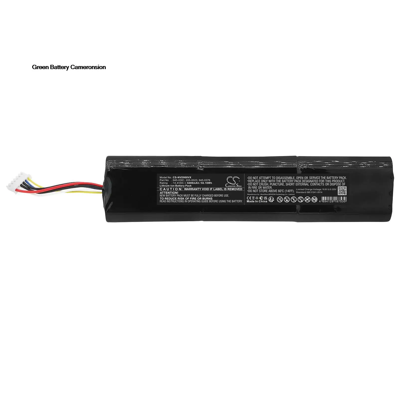 GreenBattery CameronSino 6400mAh 92.16Wh 14.4V Vacuum Li-ion Battery for Neato Robotics D8,Botvac D9,945-0373,905-0596,205-0023