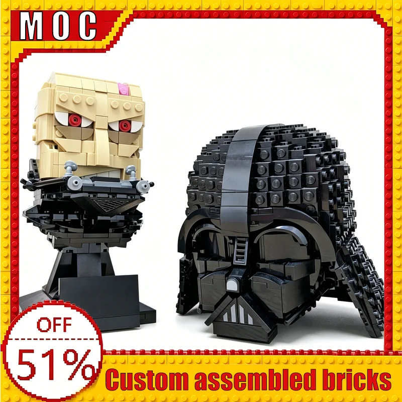 

NEW 1137PCS Custom Diy Helmet Bust MOC Model Creative Building Blocks Assembly Toy Collection Display Educational Birthday Gift