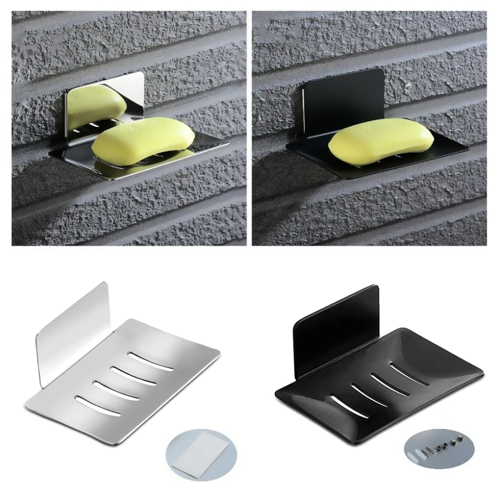 Liga de alumínio Soap Holder Free-Punching Holder Wall Dish Bathroom Mounted Soap Sponge Holder Organizador Acessórios do banheiro