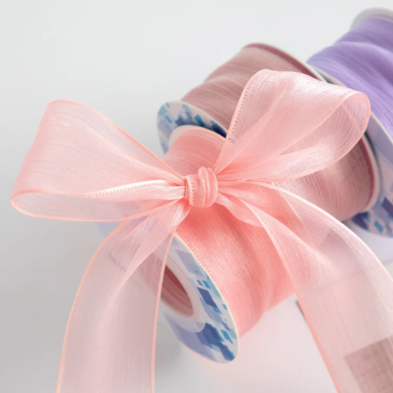 Gold Embossed Silk Snow Yarn Ribbon Bouquet Packaging Accessories Diy Bow Practical New Decorative Ribbon