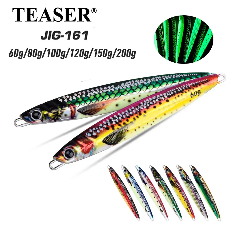 TEASER J161 3D 60G - 200G Simulated Metal Jig Lure, Long‑casting Slow‑fall Bait for Boat, Shore & Saltwater Fishing