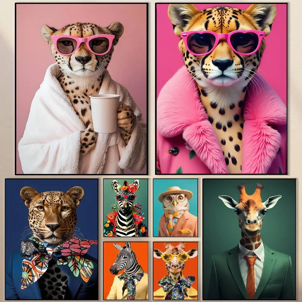 

Luxuny Brand Animals Painting Fashion Poster Modern Waterproof HD Wall Art Decal Self-Adhesive Aesthetic Decor for Home Living R